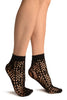 Black Medium Wavy Mesh Lace Socks Ankle High