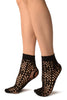 Black Medium Wavy Mesh Lace Socks Ankle High