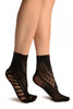 Black French Lace Mix Lace Socks Ankle High