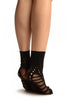 Black French Lace Mix Lace Socks Ankle High