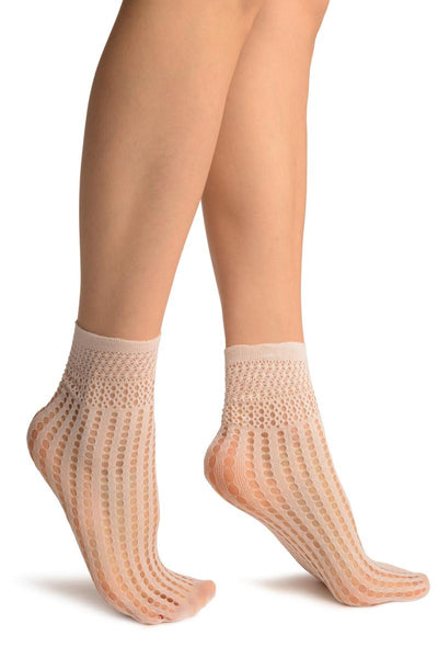 White Pearly Stripes Mesh Socks Ankle High