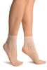 White Pearly Stripes Mesh Socks Ankle High