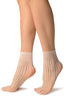 White Pearly Stripes Mesh Socks Ankle High
