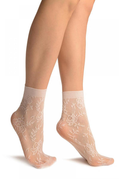 White Orchids Lace Socks Ankle High