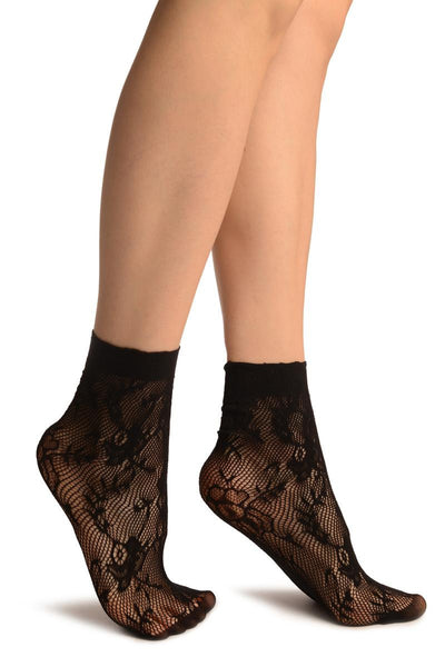 Black Orchids Lace Socks Ankle High