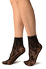 Black Orchids Lace Socks Ankle High