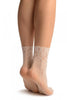 White Pinstriped Mesh Socks Ankle High