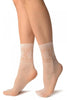 White Fishnet With Crochet Top Socks Ankle High