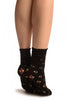Black Viola Lace Ankle High Socks