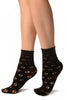 Black Viola Lace Ankle High Socks