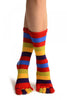 Bright Rainbow Stripes & Printed Smiles Ankle High Toe Socks