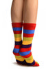Bright Rainbow Stripes & Printed Smiles Ankle High Toe Socks