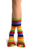 Red, Green & Blue Stripes & Printed Smiles Ankle High Toe Socks