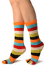 Red, Green & White Stripes & Printed Smiles Ankle High Toe Socks