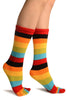 Red, Green & Yellow Stripes & Printed Smiles Ankle High Toe Socks