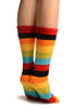Red, Green & Yellow Stripes & Printed Smiles Ankle High Toe Socks