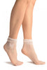 White With Dots & Bow Comfort Top Ankle High Socks