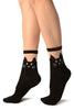 Black With Cat Face Invisible Top Ankle High Socks