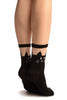 Black With Cat Face Invisible Top Ankle High Socks