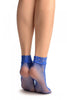 Blue Fishnet Comfort Top Ankle High Socks