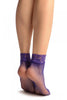 Purple Fishnet Comfort Top Ankle High Socks