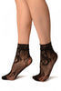 Black Gladiolus Flowers Lace Ankle High Socks