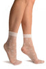 White With Hearts Ankle High Socks