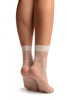 White With Hearts Ankle High Socks