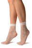 White With Hearts Ankle High Socks