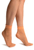 Peach With Hearts Ankle High Socks