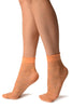 Peach With Hearts Ankle High Socks