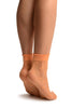 Peach With Hearts Ankle High Socks