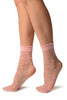 Pink With Hearts Ankle High Socks