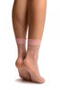 Pink With Hearts Ankle High Socks