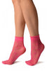 Fuchsia Pink With Hearts Ankle High Socks