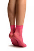 Fuchsia Pink With Hearts Ankle High Socks