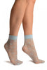 Blue With Hearts Ankle High Socks