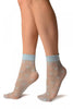 Blue With Hearts Ankle High Socks