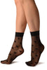 Black With Hearts Ankle High Socks