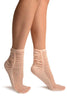 Powder Pink Sheer & Opaque Sides Ankle High Socks