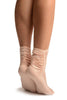 Powder Pink Sheer & Opaque Sides Ankle High Socks