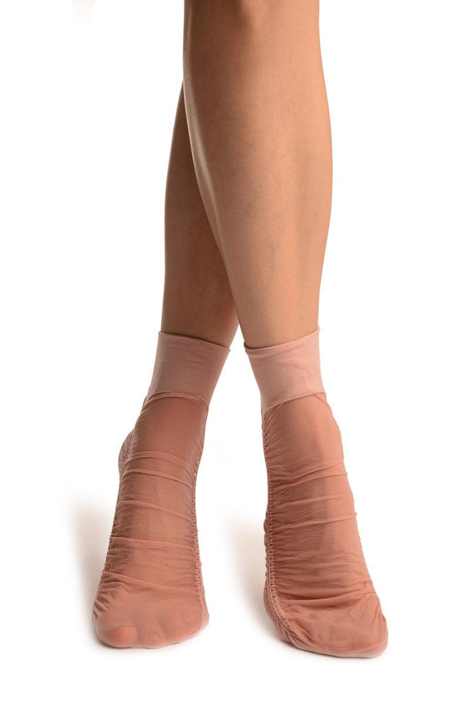 Rose Pink Sheer & Opaque Sides Ankle High Socks