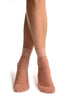 Rose Pink Sheer & Opaque Sides Ankle High Socks