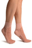 Rose Pink Sheer & Opaque Sides Ankle High Socks