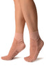 Rose Pink Sheer & Opaque Sides Ankle High Socks
