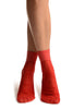 Red Sheer & Opaque Sides Ankle High Socks