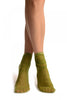 Green Sheer & Opaque Sides Ankle High Socks