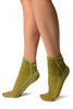 Green Sheer & Opaque Sides Ankle High Socks