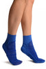 Blue Sheer & Opaque Sides Ankle High Socks