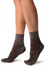 Grey Sheer & Opaque Sides Ankle High Socks